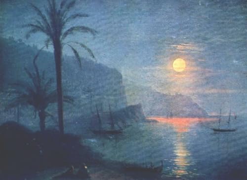 DTAUPREB Malen nach Zahlen-Set für Anfänger Schön bei Nacht DIY-Ölgemälde auf Leinwand mit Pinseln Acrylpigment Ivan Aivazovsky von DTAUPREB