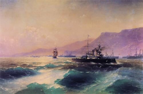 DTAUPREB Malen nach Zahlen-Sets für Anfänger Meereslandschaft DIY-Ölgemälde auf Leinwand mit Pinseln Acrylpigment Ivan Aivazovsky von DTAUPREB