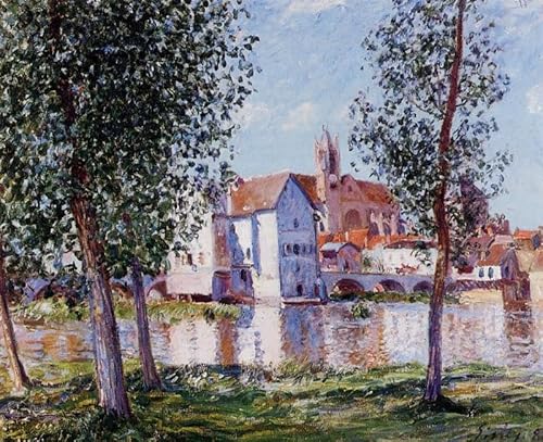 DTAUPREB Malen nach Zahlen Sets für Erwachsene Alfred Sisley Landschaft DIY Ölgemälde auf Leinwand mit Pinseln Acryl von DTAUPREB
