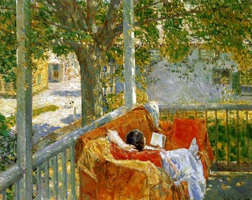 DTAUPREB Malen nach Zahlen für Anfänger Couch auf der Veranda DIY Ölgemälde Kits Frederick Childe Hassam Acryl Malen nach Zahlen Kits für Anfänger von DTAUPREB