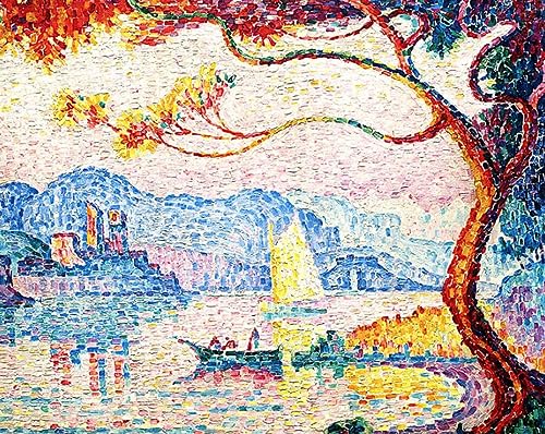 DTAUPREB Malen nach Zahlen für Erwachsene DIY-Ölgemälde-Set Baumlandschaft Paul Signac Malen nach Zahlen Zeichnen auf Leinwand Kunst Dekor Geschenke von DTAUPREB