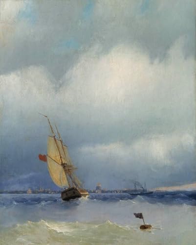 DTAUPREB Malen nach Zahlen für Erwachsene Landschaft mit einem Segelboot DIY-Ölgemälde-Kits Zeichnung auf Leinwand Kunstdekor Geschenke Ivan Aivazovsky von DTAUPREB