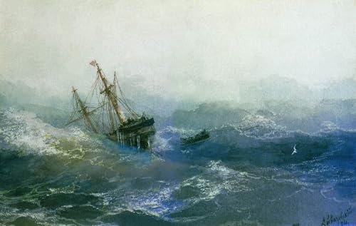 DTAUPREB Malen nach Zahlen für Erwachsene Schiffswrack DIY-Ölgemälde-Set Zeichnung auf Leinwand Kunstdekor Geschenke Ivan Aivazovsky von DTAUPREB