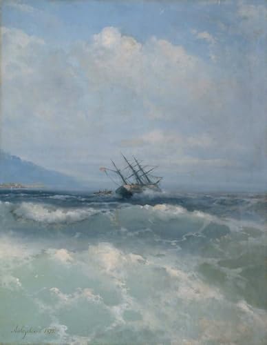 DTAUPREB Malen nach Zahlen für Erwachsene Wellen DIY Ölgemälde Kits Zeichnung auf Leinwand Art Decor Geschenke Ivan Aivazovsky von DTAUPREB