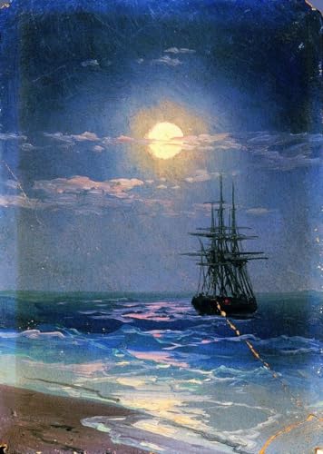 DTAUPREB Malen nach Zahlen für Erwachsene und Kinder Meer bei Nacht DIY-Ölgemälde-Set Leinwand Geschenk Ivan Aivazovsky DTAUPREB Malen nach Zahlen für Erwachsene und Kinder Meer bei Nacht DIY-Ölgemälde-Set Leinwand Geschenk Ivan Aivazovsky von DTAUPREB