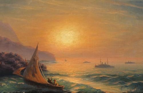DTAUPREB Malen nach Zahlen für Erwachsene und Kinder Sonnenuntergang am Meer DIY-Ölgemälde-Set Leinwand Geschenk Ivan Aivazovsky DTAUPREB Malen nach Zahlen für Erwachsene und Kinder Sonnenuntergang am Meer DIY-Ölgemälde-Set Leinwand Geschenk Ivan Aivazovsky von DTAUPREB