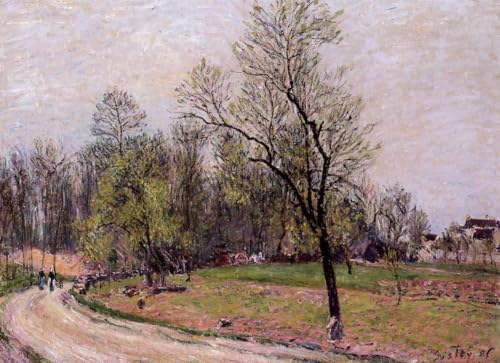 DTAUPREB Malen nach Zahlen für Erwachsene und Kinder Waldrand im Frühling Alfred Sisley DIY Ölgemälde Set Leinwand Geschenk von DTAUPREB
