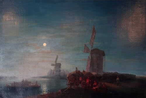 DTAUPREB Malen nach Zahlen für Erwachsene und Kinder Windmühle DIY-Ölgemälde digitale Kits auf Leinwand Dekoration Ivan Aivazovsky von DTAUPREB