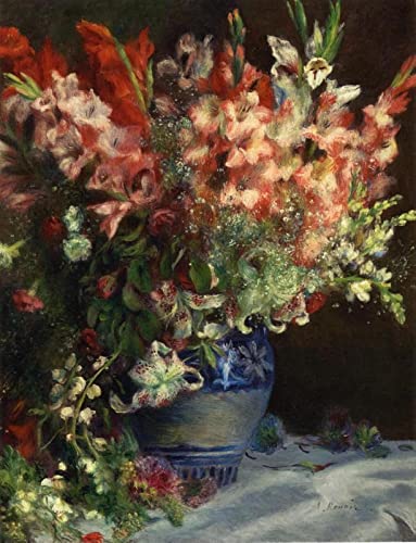Malen nach Zahlen Kits DIY Ölgemälde Pierre Auguste Renoir Gladiolen in einer Vase Kinder Erwachsene Anfänger Leinwand Malerei Dekoration Geschenke von DTAUPREB