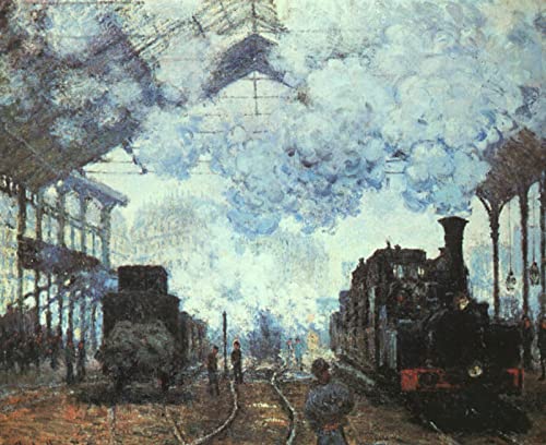 DTAUPREB Malen nach Zahlen für Erwachsene DIY Ölgemälde-Kits Bahnhof Saint-Lazare Claude Monet Malen nach Zahlen Zeichnen auf Leinwand Gemalte Kunst Wohnkultur Geschenke von DTAUPREB