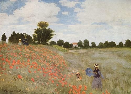DTAUPREB Ölgemälde zum Selbermachen für Erwachsene und Kinder Malen nach Zahlen Mohnfeld Claude Monet Malen nach Zahlen Zeichnung auf Leinwand Kunst Dekor Geschenke von DTAUPREB