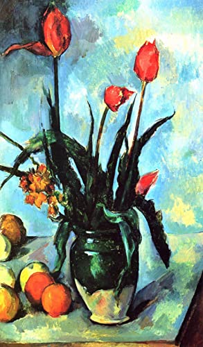 Paul Cezanne Tulpen In Einer Vase Malen nach Zahlen für Erwachsene und Kinder DIY Ölgemälde Kits Leinwand Geschenk von DTAUPREB