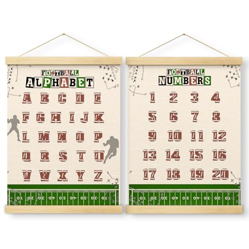 ABC Poster für Kleinkinder, Lernposter für Kleinkinder 1–3, Lernposter für Kleinkinder mit Holzrahmen, Alphabet-Poster, Kinderzimmer, Spielzimmer-Dekor, 30,5 x 40,6 cm, 2er-Set (A06) von DTLGTG