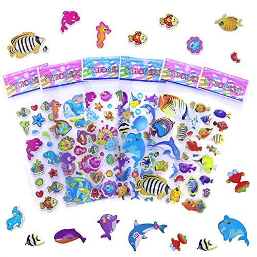 3D Marine Tier Schaum AufkleberStück, 36 Blatt/660 Ozeanwelt Fisch Schaum Aufkleber, 3D Puffy Stickers Craft Aufkleber für Kinder Kleinkinder Craft Scrapbooking Geschenk Dekoration (Stil 1) von DTMEFJ
