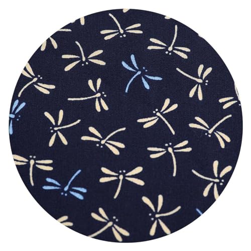DTREEL Japanischer Bedruckter Stoff pro Meter Verkauft, 100% Baumwolle Blauer und Roter Libellen Blumenstoff, Stoff für Taschen, Tischdecken und Vorhänge, Breite 148 cm,YQ01-2m DTREEL Japanischer Bedruckter Stoff pro Meter Verkauft, 100% Baumwolle Blauer und Roter Libellen Blumenstoff, Stoff für Taschen, Tischdecken und Vorhänge, Breite 148 cm,YQ01-2m von DTREEL