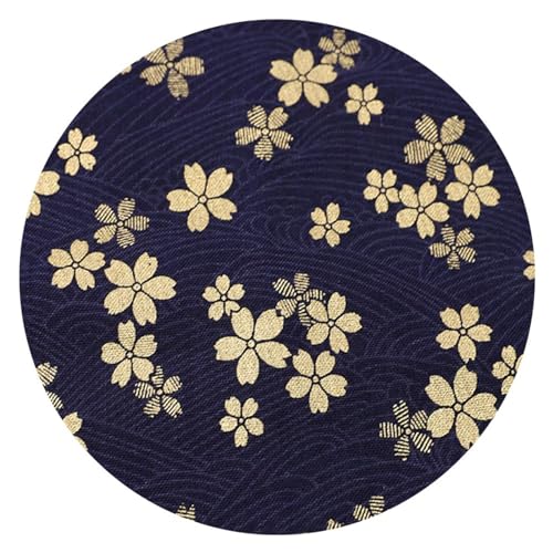 DTREEL Stoff aus 100% Baumwolle Meterware, Bronzierender Kirschblüten Stoff im Japanischen Stil, Handgefertigter Stoff für Taschen, Tischdecken und Vorhänge, Breite 150 cm,YQ02-2m von DTREEL