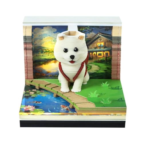 3D-Kalender 2026, Zeitmess-Kalender mit 52 Wochenkalendern für 2026, 3D-Hunde-Schreibtisch, Dekoration, Papierskulptur, Notizblock 2026 von DTREELS