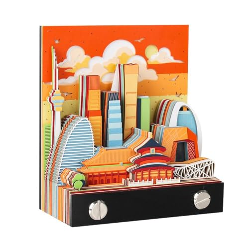 3D-Notizblock, 3D-Stadtkalender 2026, dreidimensionale Stadtarchitektur, Papierschnitzerei, Notizblock, Time Cal Tear von DTREELS