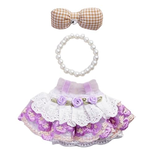 Kleidung für 17 cm große Puppen und Plüschtiere, süßes Kleid mit Kunstperlenkette und Rockschleife, kein Zubehör, Up Dress Puppen Kleidung für 17 cm große Puppen und Plüschtiere, süßes Kleid mit Kunstperlenkette und Rockschleife, kein Zubehör, Up Dress Puppen von DTREELS