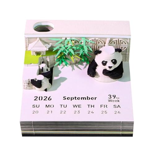 Niedlicher Panda 2026 Schreibtischkalender 3D Abreißkalender Papier Schnitzen Memo für Weihnachten Notizblock Block Einweihungsgeschenk von DTREELS