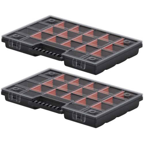 DTU24 Organizer Sortimentskasten Sortierbox 29 x 19,5 x 3,5 cm I Kleinteilemagazin I Schraubenbox I Werkzeugkasten I Sortimentskisten (2) von DTU24
