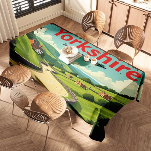 DTWE Rote Tischdecke Yorkshire: Ein Land der Schönheit und Geschichte, elastische Kanten, blaue Tischdecke, Picknick-Tischdecke DTWE Rote Tischdecke Yorkshire: Ein Land der Schönheit und Geschichte, elastische Kanten, blaue Tischdecke, Picknick-Tischdecke von DTWE