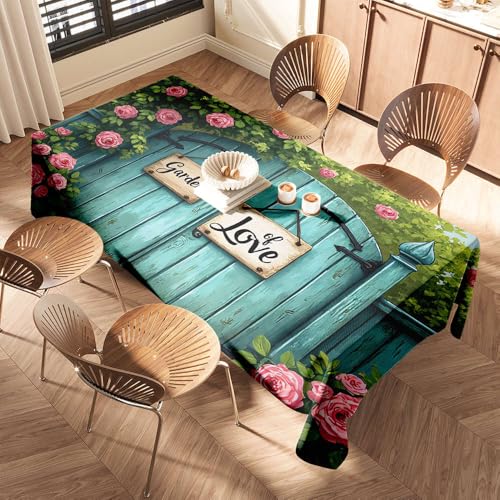 DTWE Schwarze Tischdecken Welcome To The Garden Of Love! Elastische Rand-Tischdecke Rechteckige Tischdecke von DTWE