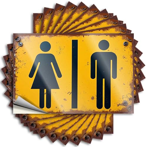 Mechaniker-Aufkleber, Geschlechtssymbole auf rustikaler Beschilderung, 10 Stück, kleines Schild, Hardhataufkleber und Aufkleber (8 x 12 cm) von DTWE
