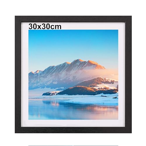 30x30 cm Rahmen Schwarz Holz, 30x30 Bilderrahmen, 30x30 cm Fotorahmen, Wandmontierter 30x30 cm Posterrahmen, Für 18x18 Fotos (bei Verwendung von Karton), Schlafzimmer und Wohnzimmer Dekoration von DTXDTech