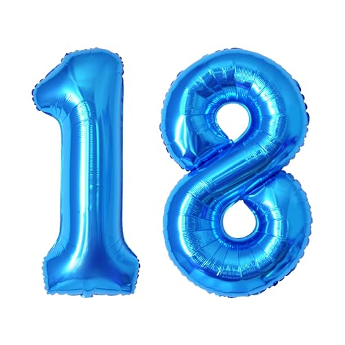 DTXLX 101,6 cm Zahlenballons, bunte Helium-Luftballons, selbstaufblasende Zahlenballons, Folienballon für Geburtstagsparty, Neujahrsdekoration, Jubiläumsdekoration, Firmenfeier (Blau #18), ZS002 von DTXLX