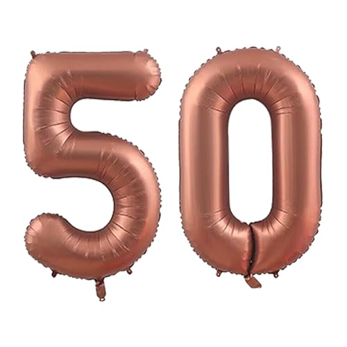 101,6 cm große Zahlenballons, Heliumballons mit Zahl 50, selbstaufblasende Zahlenballons, Folienballon für Geburtstagsparty, Neujahrsdekoration, Jubiläumsdekoration, Firmenfeier (Choc #50) von DTXLX