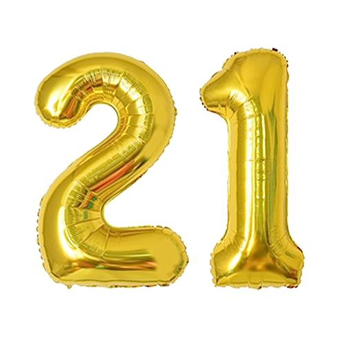 101,6 cm große Zahlenballons, bunte Helium-Zahlenballons, selbstaufblasende Zahlenballons, Folienballon für Geburtstagsparty, Neujahrsdekoration, Jubiläumsdekoration, Firmenfeier (Gold #21) von DTXLX