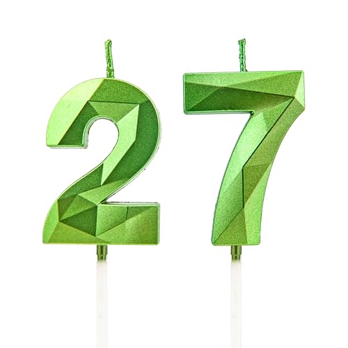 27 Geburtstag Kerzen, Grün Zahlenkerzen Geburtstagsdeko, Happy Birthday Cake Toppers für Geburtstagsfeiern Hochzeiten Firmenjubiläen (Grün, 27) von DTXLX
