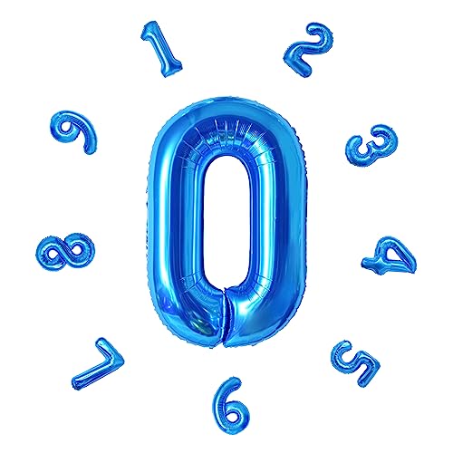 Zahlen Luftballon ca.101cm, LFolienballon Zahl 0 Blau, Helium Folienballon für Geburtstagsdeko, Party Deko,Neujahrsdekoration, Jubiläumsdekoration, Hochzeitsdeko (Blau, #0) von DTXLX
