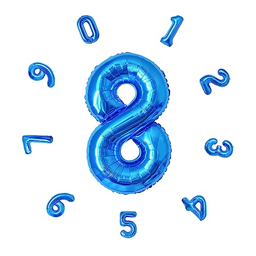 Zahlen Luftballon 40"-101CM, Bunte Luftballons Geburtstag, Helium Folienballon für Geburtstagsdeko, Party Deko,Neujahrsdekoration, Jubiläumsdekoration, Hochzeitsdeko (Blau #8) von DTXLX