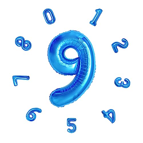 Zahlen Luftballon 40"-101CM, Bunte Luftballons Geburtstag, Helium Folienballon für Geburtstagsdeko, Party Deko,Neujahrsdekoration, Jubiläumsdekoration, Hochzeitsdeko (Blau #9) von DTXLX
