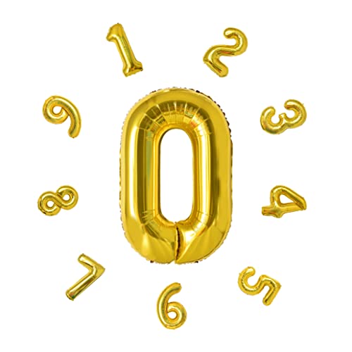 Zahlen Luftballon ca.101cm, Folienballon Zahl 0 Gold, Helium Folienballon für Geburtstagsdeko, Party Deko,Neujahrsdekoration, Jubiläumsdekoration, Hochzeitsdeko (Gold, #0) von DTXLX