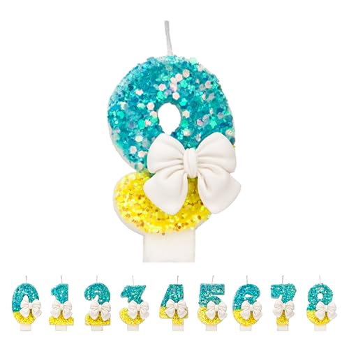 Bogen Geburtstagskerzen 1 Zahlen, 3D Blau Gelb 1st Geburtstagskerzen für Kuchen, handgemachte Glitter glänzend Geburtstag Kuchentopper - Perfekt für Thematische Geburtstagsfei Bogen Geburtstagskerzen 1 Zahlen, 3D Blau Gelb 1st Geburtstagskerzen für Kuchen, handgemachte Glitter glänzend Geburtstag Kuchentopper - Perfekt für Thematische Geburtstagsfei von DTXLX