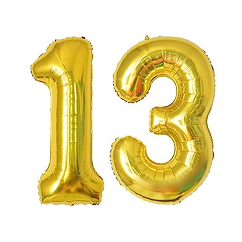 DTXLX 101,6 cm Zahlenballons, bunte Helium-Luftballons, selbstaufblasende Zahlenballons, Folienballon für Geburtstagsparty, Neujahrsdekoration, Jubiläumsdekoration, Firmenfeier (Gold #13), ZS002 von DTXLX