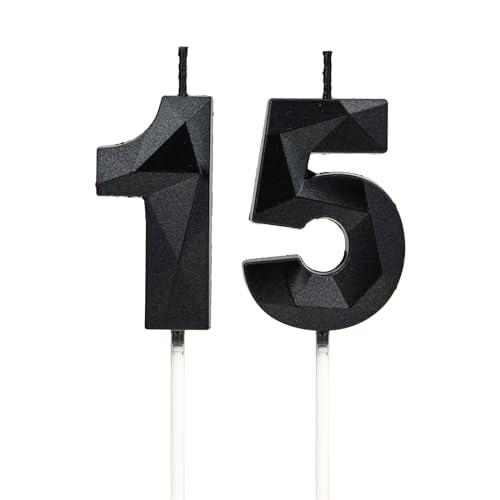 Geburtstagskerzen Zahlen 15,3D Schwarz Kerzen Geburtstag für Kuchen geburtstagsdeko, Geburtstag Kerzen Zahlen, Geburtstagskerzen Kinder für Partys, Hochzeiten, Firmenfeiern, Jubiläen Geburtstagskerzen Zahlen 15,3D Schwarz Kerzen Geburtstag für Kuchen geburtstagsdeko, Geburtstag Kerzen Zahlen, Geburtstagskerzen Kinder für Partys, Hochzeiten, Firmenfeiern, Jubiläen von DTXLX