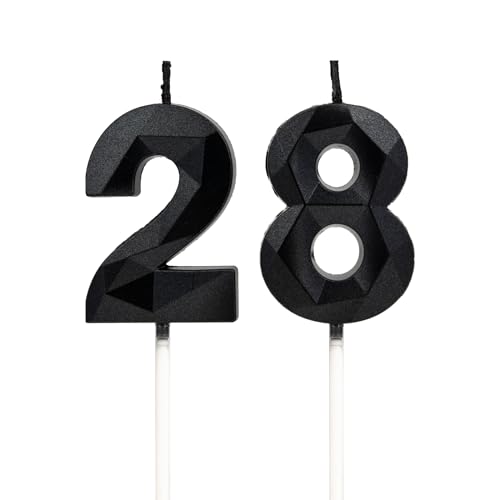 Geburtstagskerzen Zahlen 28,3D Schwarz Kerzen Geburtstag für Kuchen geburtstagsdeko, Geburtstag Kerzen Zahlen, Geburtstagskerzen Kinder für Partys, Hochzeiten, Firmenfeiern, Jubiläen Geburtstagskerzen Zahlen 28,3D Schwarz Kerzen Geburtstag für Kuchen geburtstagsdeko, Geburtstag Kerzen Zahlen, Geburtstagskerzen Kinder für Partys, Hochzeiten, Firmenfeiern, Jubiläen von DTXLX