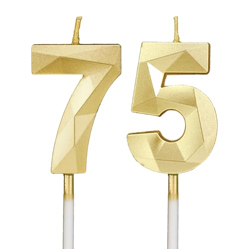 Geburtstagskerzen Zahlen 75,3D Gold Kerzen Geburtstag für Kuchen geburtstagsdeko, Geburtstag Kerzen Zahlen, Geburtstagskerzen Kinder für Partys, Hochzeiten, Firmenfeiern, Jubiläen Geburtstagskerzen Zahlen 75,3D Gold Kerzen Geburtstag für Kuchen geburtstagsdeko, Geburtstag Kerzen Zahlen, Geburtstagskerzen Kinder für Partys, Hochzeiten, Firmenfeiern, Jubiläen von DTXLX