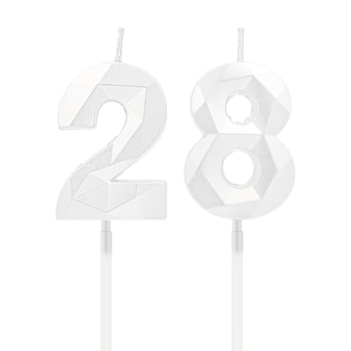 Kerzen zum 28. Geburtstag, weiße Zahlenkerzen, Geburtstagsdekoration, Happy Birthday-Kuchenaufsätze, für Geburtstagsfeiern, Hochzeiten, Firmenjubiläen Kerzen zum 28. Geburtstag, weiße Zahlenkerzen, Geburtstagsdekoration, Happy Birthday-Kuchenaufsätze, für Geburtstagsfeiern, Hochzeiten, Firmenjubiläen von DTXLX