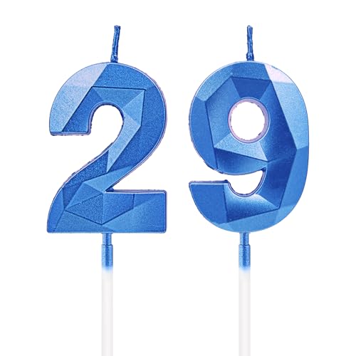 Kerzen zum 29. Geburtstag, saphirblaue Zahlenkerzen, Geburtstagsdekoration, Happy Birthday-Kuchenaufsätze, für Geburtstagsfeiern, Hochzeiten, Firmenjubiläen Kerzen zum 29. Geburtstag, saphirblaue Zahlenkerzen, Geburtstagsdekoration, Happy Birthday-Kuchenaufsätze, für Geburtstagsfeiern, Hochzeiten, Firmenjubiläen von DTXLX