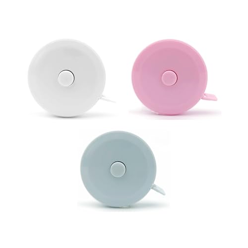 Mini-Bandmaß für Körper beidseitig - Einziehbares Maßband für Körpermaße - Niedliches tragbares Schneider Kleidung weiches Maßband - 3 Pack (Blau, Rosa, Weiß) - Ideales Maßband für Körper von DTXLX