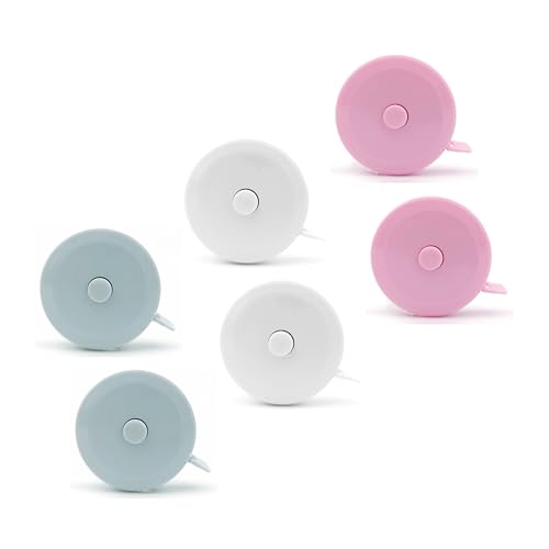 Mini-Bandmaß für Körper beidseitig - Einziehbares Maßband für Körpermaße - Niedliches tragbares Schneider Kleidung weiches Maßband - 6 Pack (Blau, Rosa, Weiß) - Ideales Maßband für Körper von DTXLX