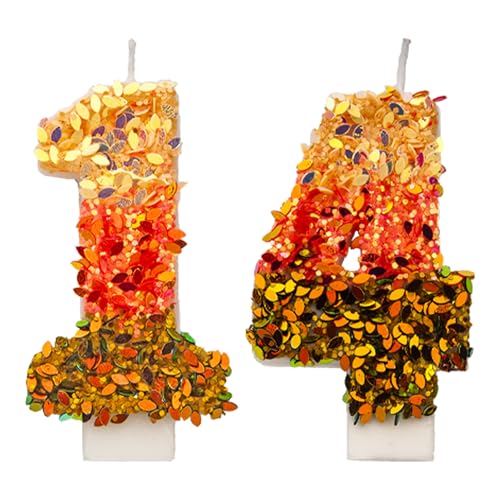 Pailletten Geburtstagskerzen 14 Zahlen, 3D Mehrfarbig 14st Geburtstagskerzen für Kuchen, handgemachte Glitter glänzend Geburtstag Kuchentopper - Perfekt für Thematische Geburtstagsfeiern Pailletten Geburtstagskerzen 14 Zahlen, 3D Mehrfarbig 14st Geburtstagskerzen für Kuchen, handgemachte Glitter glänzend Geburtstag Kuchentopper - Perfekt für Thematische Geburtstagsfeiern von DTXLX