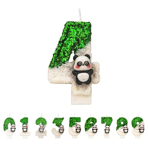 Panda Geburtstagskerzen 4 Zahlen, 3D Grün weiß 4st Geburtstagskerzen für Kuchen, handgemachte Glitter glänzend Geburtstag Kuchentopper - Perfekt für Thematische Geburtstagsfeiern Panda Geburtstagskerzen 4 Zahlen, 3D Grün weiß 4st Geburtstagskerzen für Kuchen, handgemachte Glitter glänzend Geburtstag Kuchentopper - Perfekt für Thematische Geburtstagsfeiern von DTXLX