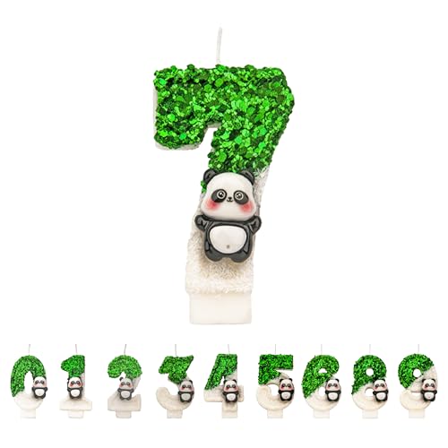 Panda Geburtstagskerzen 7 Zahlen, 3D Grün weiß 7st Geburtstagskerzen für Kuchen, handgemachte Glitter glänzend Geburtstag Kuchentopper - Perfekt für Thematische Geburtstagsfeiern Panda Geburtstagskerzen 7 Zahlen, 3D Grün weiß 7st Geburtstagskerzen für Kuchen, handgemachte Glitter glänzend Geburtstag Kuchentopper - Perfekt für Thematische Geburtstagsfeiern von DTXLX