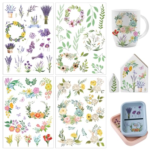 4 Blatt A5 Rub On Sticker Blumen, 21x14cm Rub Ons Flowers, Transferaufkleber Selbstklebend Rub On Folie Blume, Rub On Folie Frühling, Rub On Folie Sprüche für Glas Holz Möbel Scrapbooking 4 Blatt A5 Rub On Sticker Blumen, 21x14cm Rub Ons Flowers, Transferaufkleber Selbstklebend Rub On Folie Blume, Rub On Folie Frühling, Rub On Folie Sprüche für Glas Holz Möbel Scrapbooking von DTXYBC
